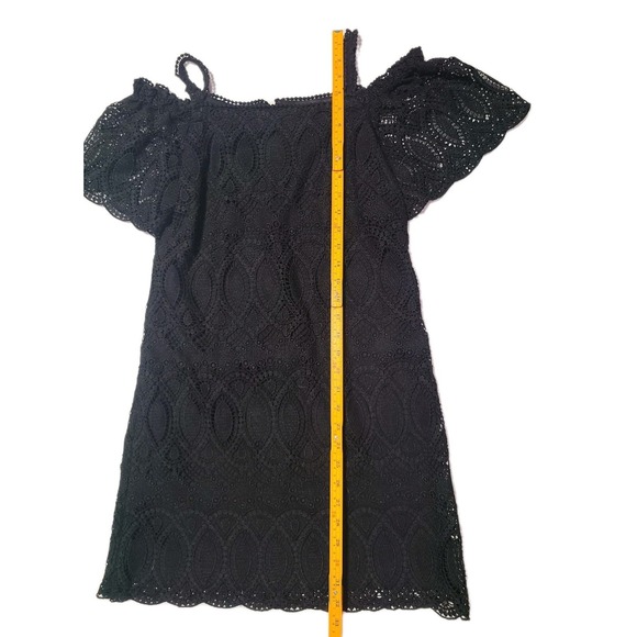 White House Black Market Off Shoulder‎ Crochet Lace Mini Dress Women's 2 Black - Picture 8 of 8